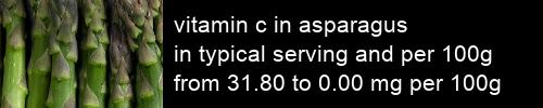 vitamin c in asparagus information and values per serving and 100g